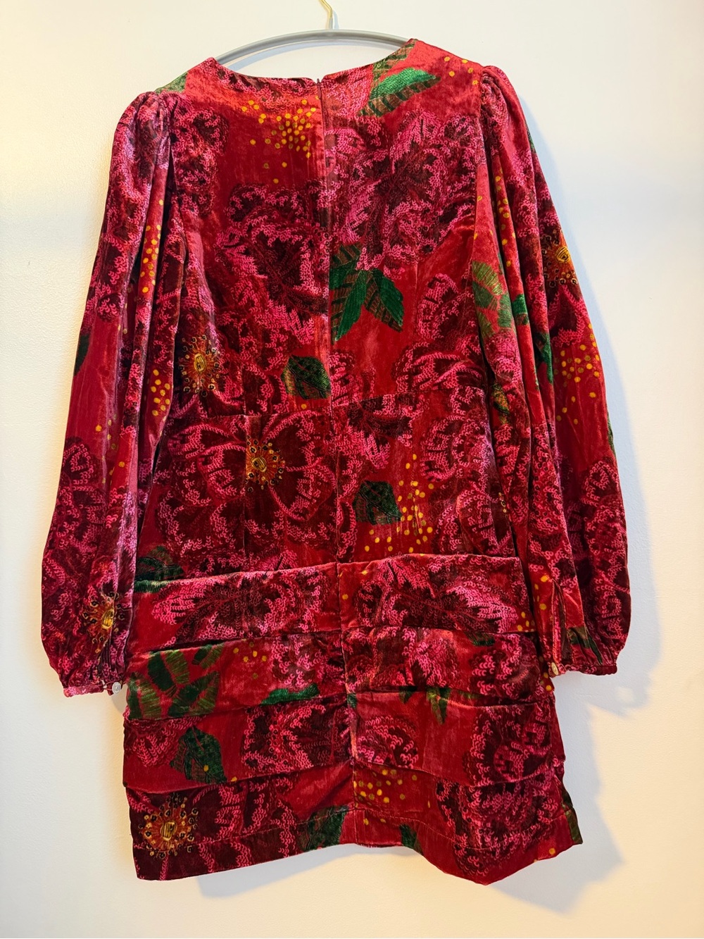 FARM Rio Farm Rio Velvet Floral V-Neck Mini Dress Deep Red M NWT - Picture 4 of 15